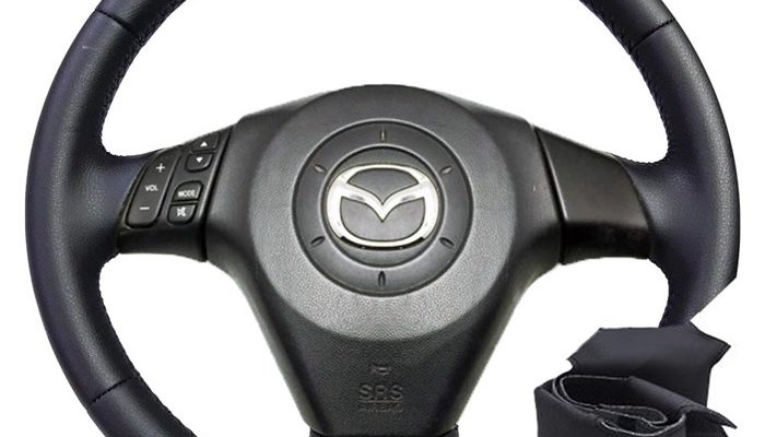 Оплетка на руль из натуральной кожи Mazda 3-I (BK) 2003-2009 г.в. (для замены штатной кожи, красная) — belais ✔️